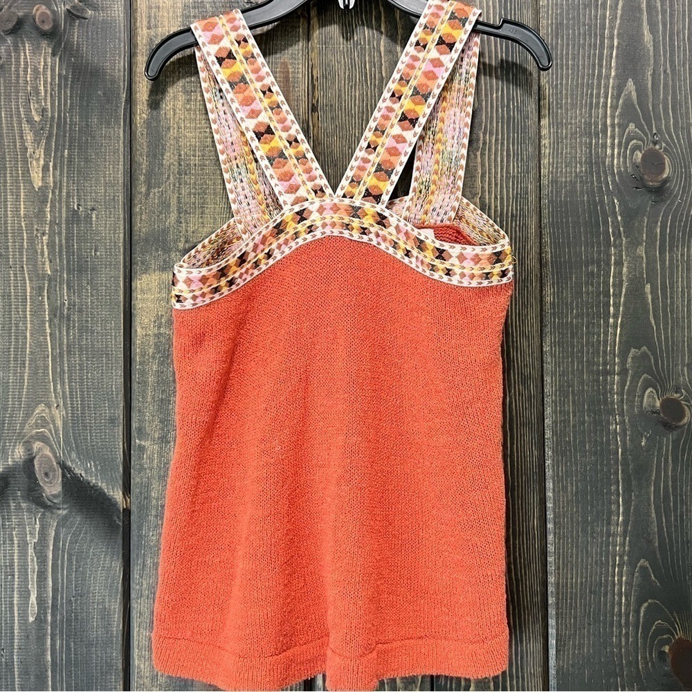 Madewell Embroidered Swing Sweater Tank XS Rusted Rose Orange Boho Top Festival